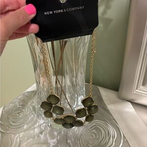 New York & Company Green and Gold Cascade Necklace